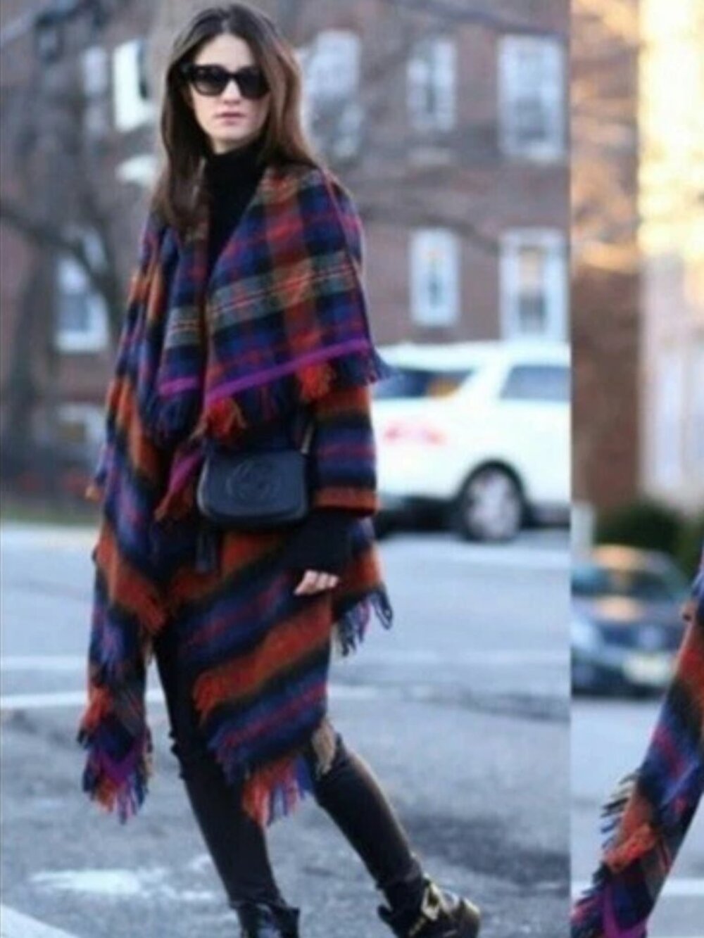 Anthropologie x Hei Hei Plaid Fringe Wool-Blend Blanket Coat | Sz M/L